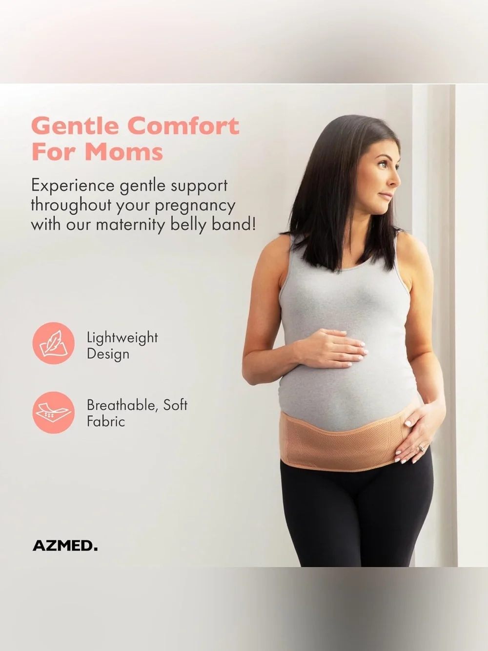 Maternity Belly Band/Binder for Pregnancy Comfort/Support - OS up to 46in, Beige